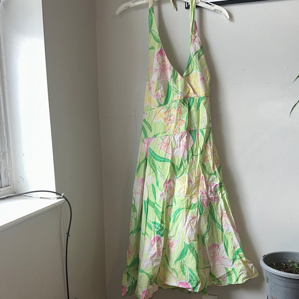 Lilly Pulitzer Yellow and Green Backless Dress